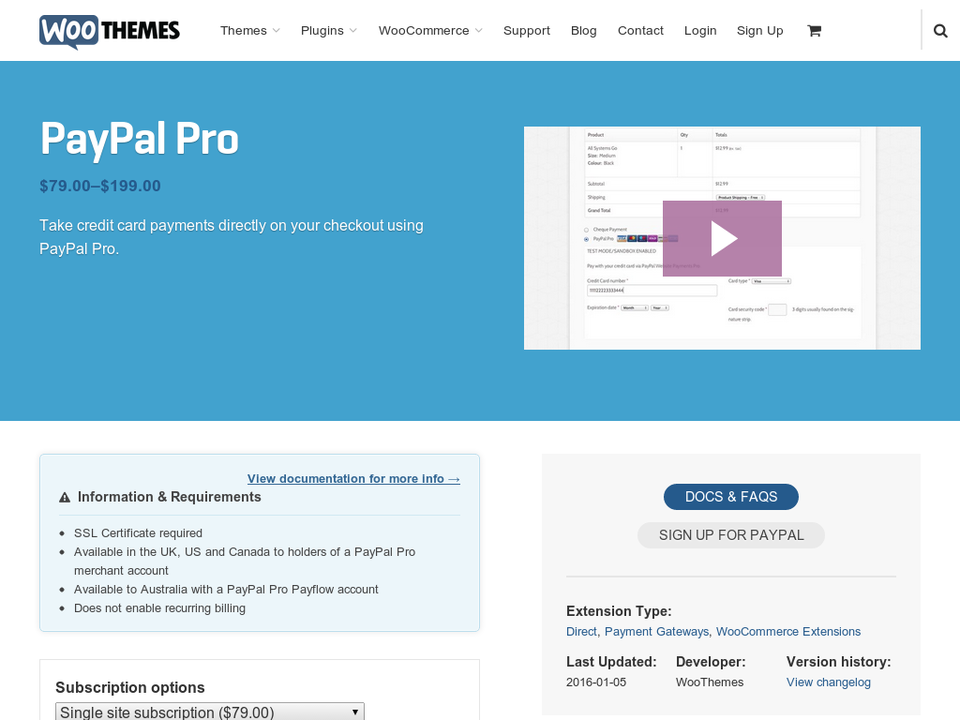WooCommerce PayPal Pro (Classic and PayFlow Editions) Gateway